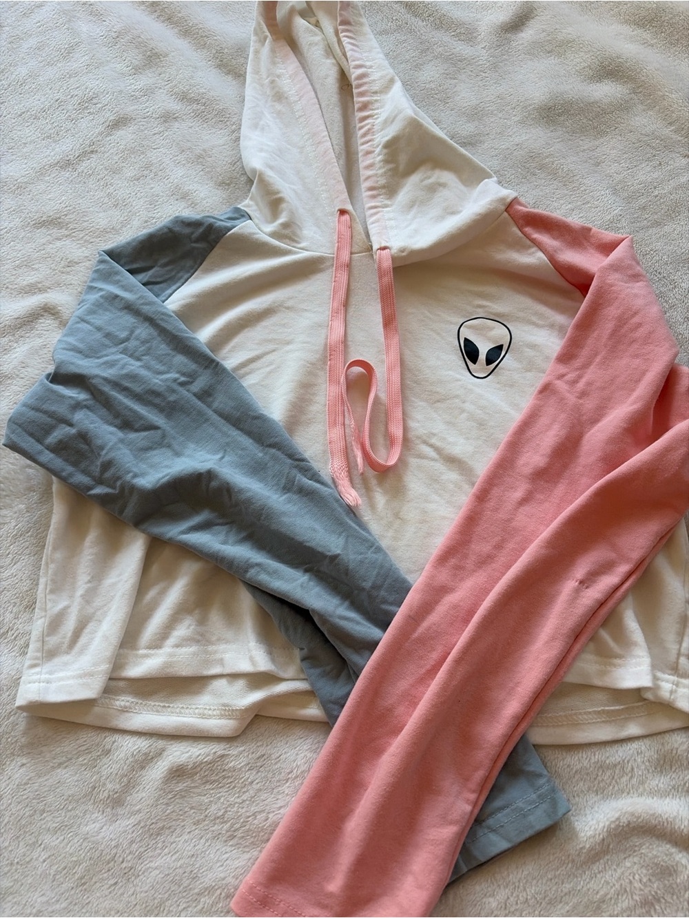 Alien Hoodie - White, Pink & Gray